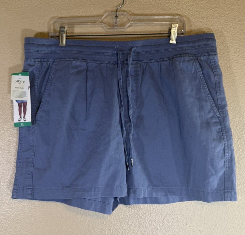 NWT Orvis Women XL Blue Drawstring Shorts Cotton/Lyocell